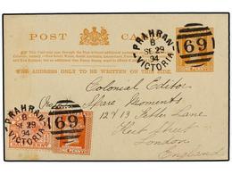 AUSTRALIA. 1894. PRAHAN (Victoria) To LONDON. 1 P. Postal Stationary Card Uprated By 1/2 P. And 1 P. - Altri & Non Classificati