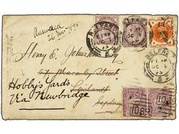 AUSTRALIA. 1895. BELFAST (Ireland) To SYDNEY (Australia). 1 P. Lilac (2) And 1 1/2 P. Orange Redirected To HOBBY´S GARD´ - Other & Unclassified