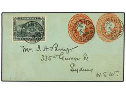 AUSTRALIA. 1900. HOBART To SYDNEY. Postal Stationary Envelope 1/2 P. + 1/2 P. Uprated By 1/2 P. Stamp. - Otros & Sin Clasificación