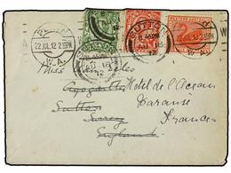 AUSTRALIA. 1912. PERTH To SURREY (Great Britain). 1 D. Red Redirected To FRANCE With British 1/2 D. And 1 D. Stamps. - Andere & Zonder Classificatie