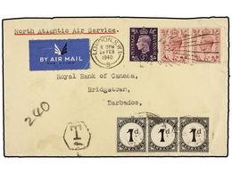 BARBADOS. 1940. LONDON To BRIDGETOWN. 3 D. Violet And 6 D. Lilac (2), Taxed On Arrival With Barbados 1 D. Black (3) Stam - Other & Unclassified