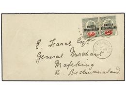 BECHUANALAND. Sg.34 (2). 1894. GABERONES To MAFEKING. 2 D. Green And Red Two Stamps (one Corner Fault), Arrival On Back. - Andere & Zonder Classificatie