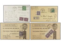 CANADA. 1907-60. Conjunto De 11 Cartas O Tarjetas, Tasadas A La Llegada Con Sellos De Canada. - Otros & Sin Clasificación