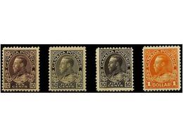 * CANADA. Sg.210, 214/15, 255. 1911-22. GROUP Of 4 Stamps. Fresh Colours. Original Gum. Stanley Gibbons.345£. - Otros & Sin Clasificación