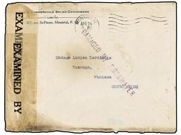 CANADA. 1945 (Apr 24). Wreck Cover To MANIEMA, Belgian Congo With Stamps Washed Off And Straight Line DAMAGED BY FIRE & - Otros & Sin Clasificación