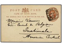 CABO DE BUENA ESPERANZA. 1896. CAPE TOWN To GUATEMALA. Postal Stationery Card Of 1 P. Brown. Arrival Cds. On Back. RARE - Autres & Non Classés