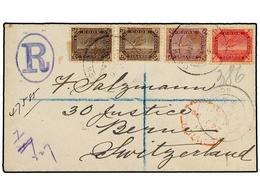 COOK. 1898. Registered Cover To SWITZERLAND With 1898 2x 2 D. Brown, 6 D. Purple, And 1 S. Red (SG 15, 18, 20) All Tied - Other & Unclassified