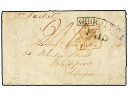 GIBRALTAR. 1837. GIBRALTAR To LONDON. Entire Letter With Black GIBRALTAR/PAID. Fine. - Other & Unclassified