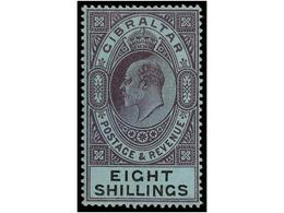 * GIBRALTAR. Sg.54. 1903. 8 Sh. Dull Purple And Black, Light Hinged. Stanley Gibbons.160£. - Otros & Sin Clasificación