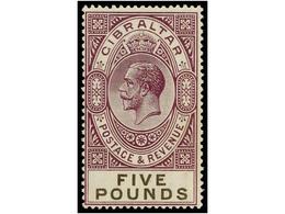 * GIBRALTAR. Sg.108. 1925. 5 Pounds Violet And Black, Light Hinged. Cert. A. DIENA. Stanley Gibbons.1.600£. - Altri & Non Classificati