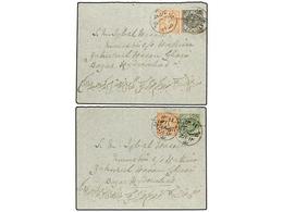 ESTADOS INDIOS: HAIDERABAD. Sg.13+14d, 13+15. (1900 CA.). Two Covers With 1/2 Anna Red + 1 Anna Black And 1/2 Anna Red + - Andere & Zonder Classificatie