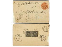 ESTADOS INDIOS: HAIDERABAD. Sg.14d (2). (1900 CA.). 1/2 Anna Red Envelope Uprated With 1 Anna Black (2) On The Back Of T - Andere & Zonder Classificatie