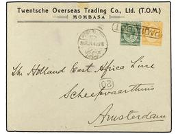 KENIA. 1924. MOMBASA To HOLLAND. 10 Cts. And 20 Cts. Boxed PAQUEBOT. - Other & Unclassified