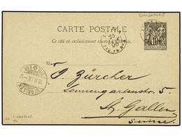 MALAYA. 1896 (Jan 25). France 10c. Black On Straw Postal Stationery Card, Written In German With ´Bord Str. Melbourne, S - Other & Unclassified