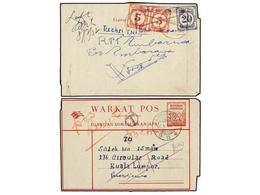 MALAYA. 1962. AMBARAWA To KUALA LUMPOR. 20 Sen INDONESIA Postal Stationary Envelope, Taxed With Malayan Postal Union 5 C - Andere & Zonder Classificatie