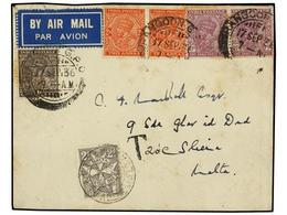 MALTA. 1936. RANGOON (Burma) To MALTA. With Indian 1 Anna, 2 Annas (2) And 1 An. 3 Pi. (2), Taxed On Arrival With Maltes - Altri & Non Classificati