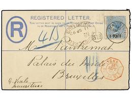 MAURICIO. Sg.85, 118 (4). 1892. MAURITIUS To BELGIUM. Registered Envelope Of 8 Cts. Grey Uprated By 2 Cents. On 4 Cents. - Otros & Sin Clasificación