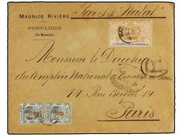 MAURICIO. Sg.134 (2), 135. 1899. MAURITIUS To PARIS. 6 Cts. On 18 Cts. (2) And 15 Cts. On 36 Cts. Registered Cover, Arri - Other & Unclassified