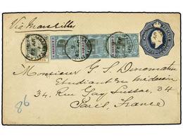 MAURICIO. 1929. MAURITIUS To PARÍS. 15 Cts. Blue Envelope Uprated By 4 Cts. (3) And 15 Cts. (ovpr. Postage And Revenue). - Altri & Non Classificati