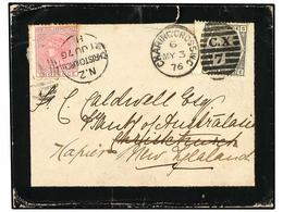 NUEVA ZELANDA. 1876 (May 3). Mourning Cover To CHRISTCHURCH, New Zealand Franked By 1876 6 D. Grey, Pl. 15 Tied By CHARI - Otros & Sin Clasificación