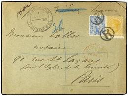 NUEVA ZELANDA. 1894. Registered Envelope To Paris, France, Franked 2½d. + 3d Tied By Small-circled ´R´ With Auckland Cds - Andere & Zonder Classificatie