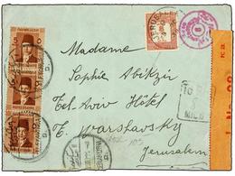 PALESTINA. 1939. ALEXANDRIA (Egypt) To JERUSALEM. 5 Mills Brown (3) Taxed On Arrival With Palestinian 8 Mils Red Stamp. - Autres & Non Classés