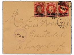 SANTA HELENA. 1901. Cover Used To SWITZERLAND Bearing 1 D. Ovpt X3 Cancelled By The Large Dots Hs Supported By The ST HE - Otros & Sin Clasificación