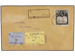 SANTA LUCIA. 1932. ST. HELENA To CASTRIES. 1/2 P. Black And Grey, Taxed On Arrival With ST. LUCIA 1 D. Black On Blue And - Autres & Non Classés