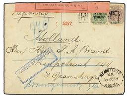 AFRICA DEL SUR. Sg.226, 232. 1901. BOER WAR. PRETORIA To HOLLAND. 1/2 P. And 6 P. Registered Cover. Censor Mark And Labe - Autres & Non Classés