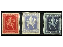 * GRECIA. Hl.215/17. 1911. 3, 5 And 10 D. Hinged. Hellas.432€. - Otros & Sin Clasificación