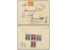 GUATEMALA. Sc.43 (2), 45 (2), 50. 1888. GUATEMALA A ALEMANIA. 1 Ctvo. (2), 5 Ctvos. (2) Y 25 Ctvos. Franqueo En Anverso - Altri & Non Classificati