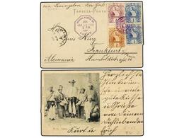 GUATEMALA. Sc.43 (2), 44, 47. 1900. COBAN A ALEMANIA. Tarjeta Postal Con Franqueo De 1 Ctvo. (2), 2 Cts. Y 6 Ctvos. Mat. - Otros & Sin Clasificación