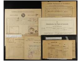 GUATEMALA. 1900-1910. Conjunto De 9 AVISOS DE RECIBO, RESGUARDOS DE CERTIFICADO, Etc, Circulados Entre Diversas Poblacio - Otros & Sin Clasificación