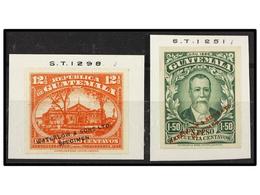 (*) GUATEMALA. Sc.202, 224. 1922-26. ENSAYO DE COLOR. 12 1/2 Ctvo. Y 1,50 Pesos COLORES CAMBIADOS. SIN DENTAR Y Con Habi - Autres & Non Classés