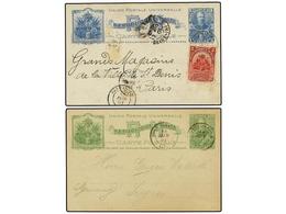 HAITI. 1901. Dos Enteros Postales De 1 Cts. Azul Con Franqueo Adicional De 2 Cts. Carmín Y 3 Cts. Verde Circulados A FRA - Altri & Non Classificati