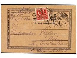 HUNGRIA. 1916. FELPOST KORRESPONDENZKARTE Sed Without Stamps To WIEN Taxed On Arrival With 10 Heller Red Stamp. - Otros & Sin Clasificación