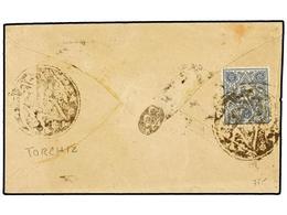 IRAN. Mi.82. (1895 Ca.). 5 Ch. Blue Tied With Negative Seal Of TORCHIZ On Reverse Cover. SCARCE. - Autres & Non Classés