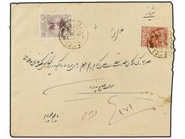 IRAN. Mi.188, 191. (1904 Ca.). 5 Ch. And 1 Kr. With Seal Of HASSAN ABAD (Teheran) On Registered Envelope To SHIRAZ. - Altri & Non Classificati