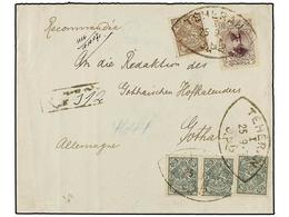 IRAN. 1907. TEHERAN To GERMANY. 3 Ch. Green (3), 10 Ch. Brown And 1 Kr. Lilac. Registered, Arrival On Back. - Andere & Zonder Classificatie