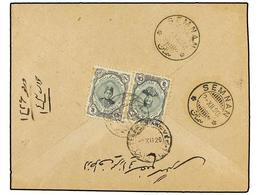 IRAN. Mi.306 (2). 1920. 3 Ch. Brown And Green With Seal Struck Of SEMNAN On Cover Reverse. FINE. - Altri & Non Classificati