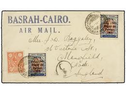 IRAN. Mi.524 (2), 538. 1928. MESDJED-SOLEIMAN To ENGLAND. AIR MAIL Cover, Endorsed BASRAH-CAIRO/ AIR MAIL. - Autres & Non Classés