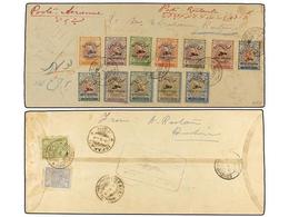 IRAN. Mi.544/55. 1928 (20-IV). BOUCHIR To TEHERAN. AIR MAIL. FIRST FLIGHT (Muller 21a). Espectacular Franking. - Andere & Zonder Classificatie