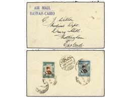 IRAN. Mi.587, 590. 1929. Cover Sent To GREAT BRITAIN. AIR MAIL BASRAH-CAIRO, Alexandrie Transit. - Otros & Sin Clasificación