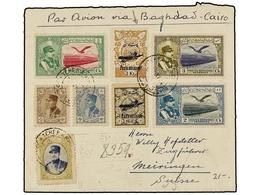 IRAN. Mi.564, 573, 598/99, 625, 627 (2), 628, 636. 1934. TEHERAN To SWITZERLAND. AIR MAIL Cover, Via Bagdad-Cairo, Colou - Autres & Non Classés