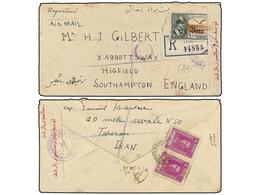 IRAN. Mi.685, 767 (2). 1945. TEHERAN To GREAT BRITAIN. AIR MAIL. Russian Censor Mark. - Autres & Non Classés