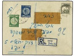ISRAEL. 1951. JERUSALEM To SAFAD. 10 F. Grey Taxed On Arrival With Israeli 10 Cts. Green And 30 Cts. Blue Stamps. - Other & Unclassified
