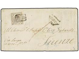 ITALIA ANTIGUOS ESTADOS: MODENA. Sa.16. 1860. CARPI A FIRENZE. 20 Cents. Lila, Margenes Cortos. Raro Sello En Carta. Sas - Autres & Non Classés