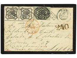 ITALIA ANTIGUOS ESTADOS: ESTADOS PONTIFICIOS. Sa.7, 9 (2). 1864. ROMA A LISBOA (Portugal). 6 Baj. Y 8 Baj. (2). Circulad - Other & Unclassified