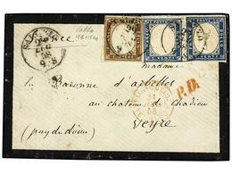 ITALIA ANTIGUOS ESTADOS: CERDEÑA. Sa.14b, 15Aa. 1858. SALUZZO A FRANCIA. 10 Cts. Castaño Y 20 Cts. Azul (2). - Altri & Non Classificati