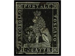 ° ITALIA ANTIGUOS ESTADOS: TOSCANA. Sa.1. 1851-52. 1 Quatrino Negro, Margenes Excelentes. Muy Bonito Ejemplar. Sassone.2 - Andere & Zonder Classificatie